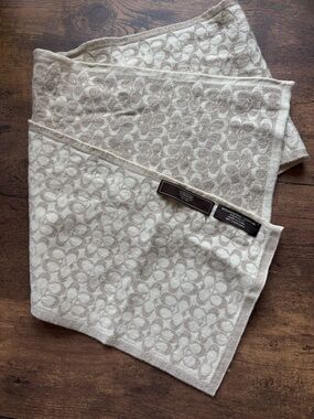 Coach Cream and Taupe Signature Jacquard Scarf